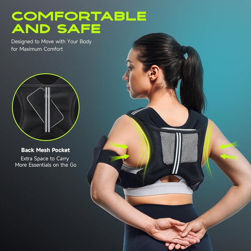 Liveet Weighted Vest Women with Pocket, SGS Certified Weighted Vest for Men, 5 10 15 20 25 30 lb Weight Vest with Reflective Strips Adjustable Buckle Straps for Walking Running Strength Training Cardio Workout - Image 3